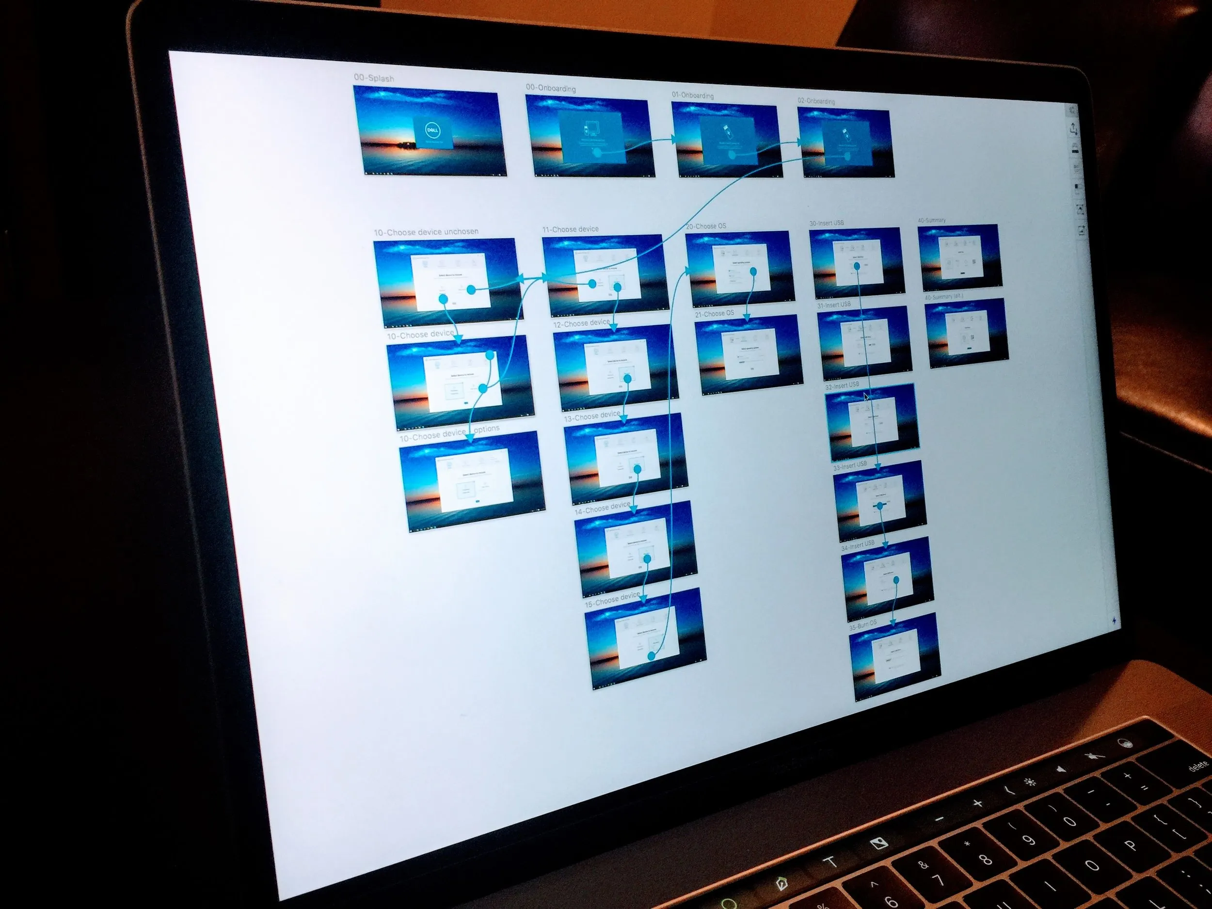 A laptop showing the recovery tool's screens laid out as a connected flow.
